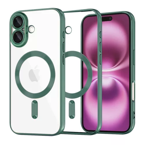 Techsuit - Luxury Crystal MagSafe tok - iPhone 16 Plus - Sötétzöld átlátszó