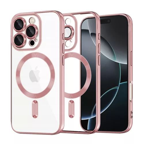Techsuit - Luxury Crystal MagSafe tok - iPhone 16 Pro - Rózsaszín átlátszó