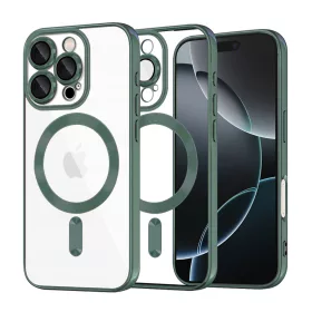   Techsuit - Luxury Crystal MagSafe tok - iPhone 16 Pro - Sötétzöld átlátszó