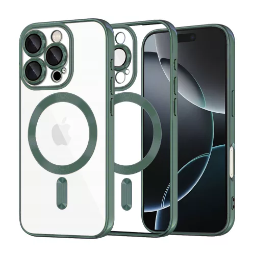 Techsuit - Luxury Crystal MagSafe tok - iPhone 16 Pro - Sötétzöld átlátszó
