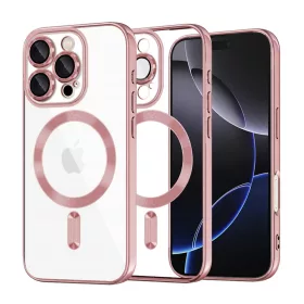   Techsuit - Luxury Crystal MagSafe tok - iPhone 16 Pro Max - Rózsaszín átlátszó