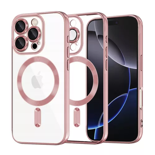 Techsuit - Luxury Crystal MagSafe tok - iPhone 16 Pro Max - Rózsaszín átlátszó
