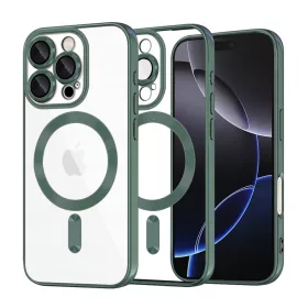   Techsuit - Luxury Crystal MagSafe tok - iPhone 16 Pro Max - Sötétzöld átlátszó