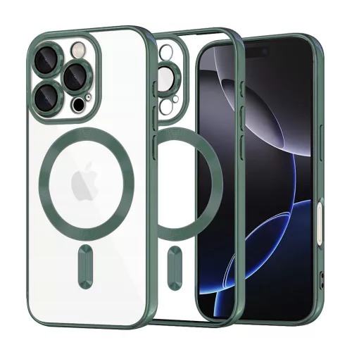 Techsuit - Luxury Crystal MagSafe tok - iPhone 16 Pro Max - Sötétzöld átlátszó
