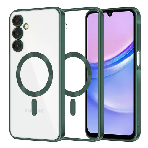 Techsuit - Luxury Crystal MagSafe - Samsung Galaxy A15 4G / A15 5G - Sötétzöld átlátszó