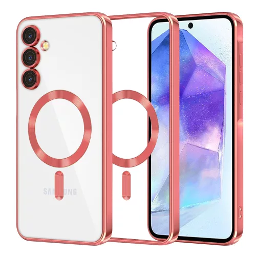 Techsuit - Luxury Crystal MagSafe tok - Samsung Galaxy A55 5G - Piros átlátszó