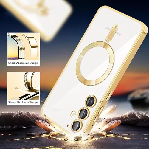 Techsuit - Luxury Crystal MagSafe tok - Samsung Galaxy A55 5G - Lila átlátszó