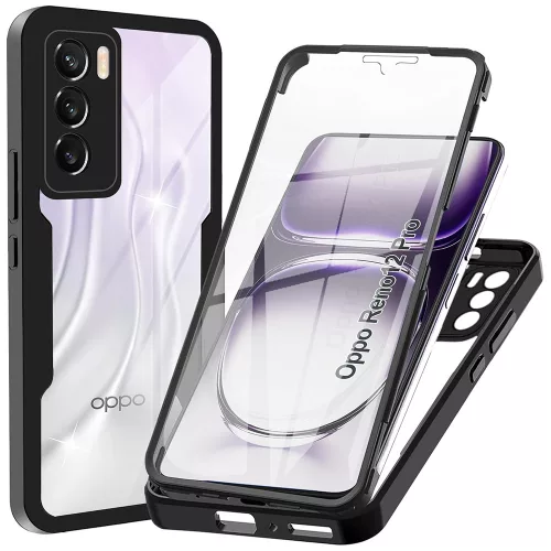 Techsuit - ColorVerse 360 tok kijelzővédővel - Oppo Reno12 Pro - Fekete