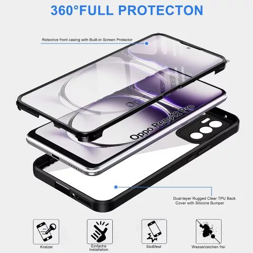 Techsuit - ColorVerse 360 tok kijelzővédővel - Oppo Reno12 Pro - Fekete