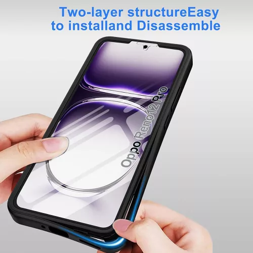 Techsuit - ColorVerse 360 tok kijelzővédővel - Oppo Reno12 Pro - Fekete