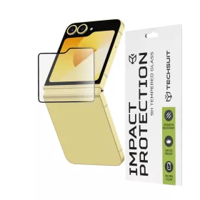   Techsuit - 111D Full Cover / Full Glue üvegfólia [Outside Screen] - Samsung Galaxy Z Flip6 / Flip7 FE - Fekete széllel