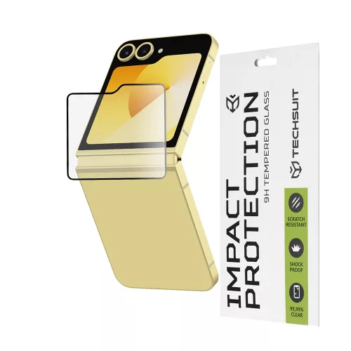 Techsuit - 111D Full Cover / Full Glue üvegfólia [Outside Screen] - Samsung Galaxy Z Flip6 / Flip7 FE - Fekete széllel