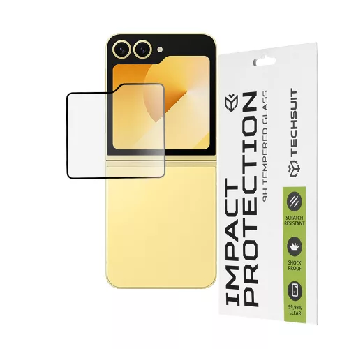 Techsuit - 111D Full Cover / Full Glue üvegfólia [Outside Screen] - Samsung Galaxy Z Flip6 / Flip7 FE - Fekete széllel