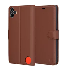   Techsuit - Leather Folio kinyitható tok - Nothing CMF Phone 1 - Barna