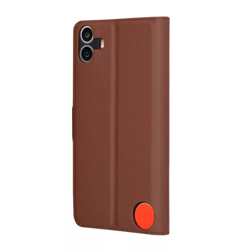 Techsuit - Leather Folio kinyitható tok - Nothing CMF Phone 1 - Barna