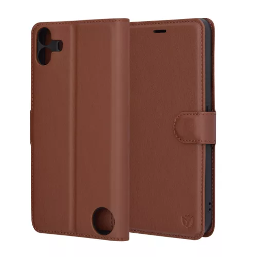 Techsuit - Leather Folio kinyitható tok - Nothing CMF Phone 1 - Barna