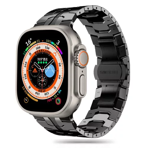 Techsuit - Watchband (W063) - Apple Watch 1/2/3/4/5/6/7/8/9/10/11/SE/SE 2/SE 3/Ultra/2/3 (42/44/45/46/49mm) - Black