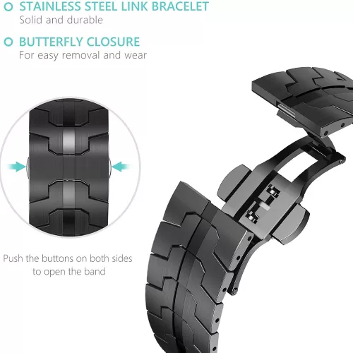 Techsuit - Watchband (W063) - Apple Watch 1/2/3/4/5/6/7/8/9/10/11/SE/SE 2/SE 3/Ultra/2/3 (42/44/45/46/49mm) - Black