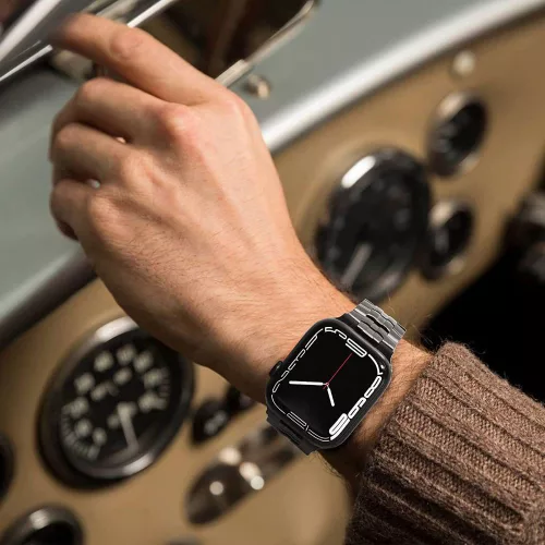 Techsuit - Watchband (W063) - Apple Watch 1/2/3/4/5/6/7/8/9/10/11/SE/SE 2/SE 3/Ultra/2/3 (42/44/45/46/49mm) - Silvery