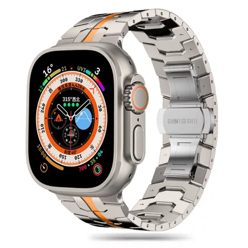 Techsuit - Watchband (W063) - Apple Watch 1/2/3/4/5/6/7/8/9/10/11/SE/SE 2/SE 3/Ultra/2/3 (42/44/45/46/49mm) - Titanium Orange