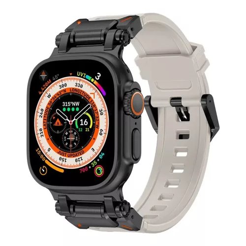Techsuit - Watchband (W064) - Apple Watch 1/2/3/4/5/6/7/8/9/10/11/SE/SE 2/SE 3/Ultra/2/3 (42/44/45/46/49mm) - Black Gray