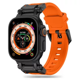  Techsuit - Watchband (W064) - Apple Watch 1/2/3/4/5/6/7/8/9/10/11/SE/SE 2/SE 3/Ultra/2/3 (42/44/45/46/49mm) - Black Orange