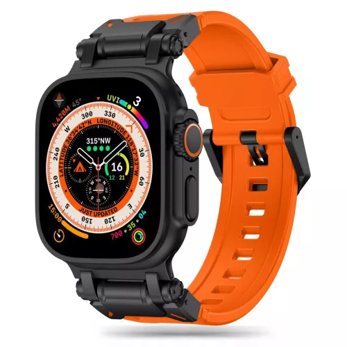Techsuit - Watchband (W064) - Apple Watch 1/2/3/4/5/6/7/8/9/10/11/SE/SE 2/SE 3/Ultra/2/3 (42/44/45/46/49mm) - Black Orange