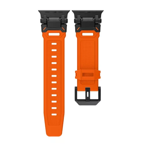 Techsuit - Watchband (W064) - Apple Watch 1/2/3/4/5/6/7/8/9/10/11/SE/SE 2/SE 3/Ultra/2/3 (42/44/45/46/49mm) - Black Orange