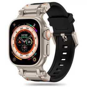   Techsuit - Watchband (W064) - Apple Watch 1/2/3/4/5/6/7/8/9/10/11/SE/SE 2/SE 3/Ultra/2/3 (42/44/45/46/49mm) - Silver Black