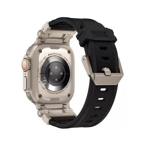 Techsuit - Watchband (W064) - Apple Watch 1/2/3/4/5/6/7/8/9/10/11/SE/SE 2/SE 3/Ultra/2/3 (42/44/45/46/49mm) - Silver Black