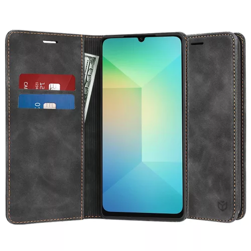 Techsuit - Confy Cover kinyitható tok - Samsung Galaxy A06 - Fekete