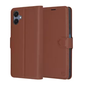  Techsuit - Leather Folio kinyitható tok - Samsung Galaxy A06 - Barna
