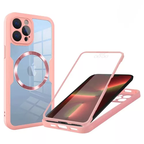 Techsuit - ColorVerse 360 MagSafe tok kijelzővédővel - iPhone 13 Pro - Rózsaszín