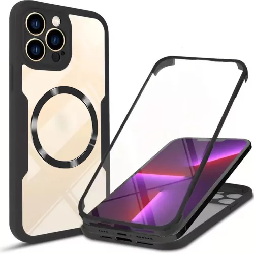 Techsuit - ColorVerse 360 MagSafe tok kijelzővédővel - iPhone 13 Pro Max - Fekete