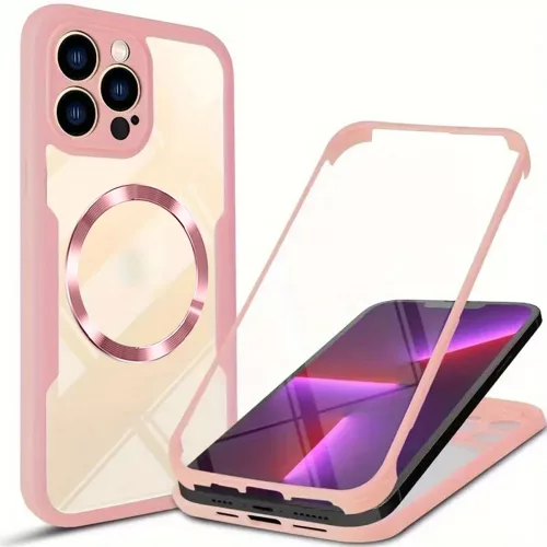 Techsuit - ColorVerse 360 MagSafe tok kijelzővédővel - iPhone 13 Pro Max - Rózsaszín