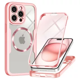   Techsuit - ColorVerse 360 MagSafe tok kijelzővédővel - iPhone 14 Pro Max - Rózsaszín