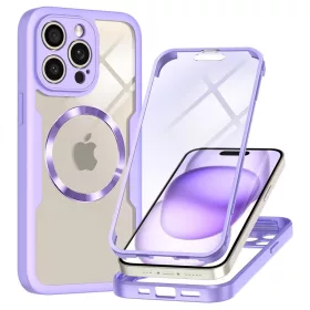   Techsuit - ColorVerse 360 MagSafe tok kijelzővédővel - iPhone 14 Pro Max - Lila