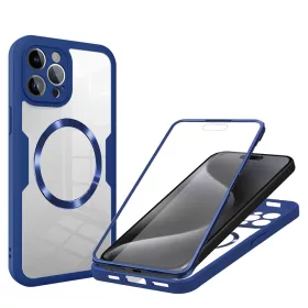   Techsuit - ColorVerse 360 MagSafe tok kijelzővédővel - iPhone 15 Pro - Kék