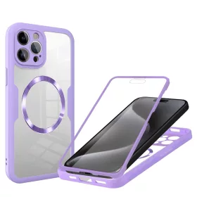   Techsuit - ColorVerse 360 MagSafe tok kijelzővédővel - iPhone 15 Pro - Lila