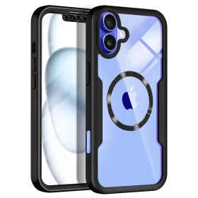   Techsuit - ColorVerse 360 MagSafe tok kijelzővédővel - iPhone 16 - Fekete