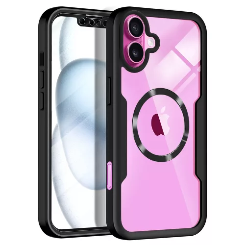 Techsuit - ColorVerse 360 MagSafe tok kijelzővédővel - iPhone 16 Plus - Fekete