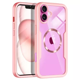   Techsuit - ColorVerse 360 MagSafe tok kijelzővédővel - iPhone 16 Plus - Rózsaszín