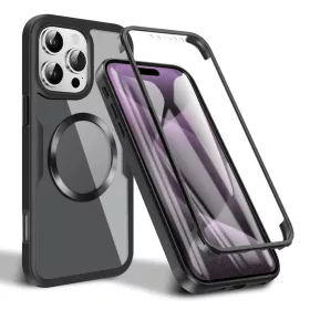   Techsuit - ColorVerse 360 MagSafe tok kijelzővédővel - iPhone 16 Pro - Fekete