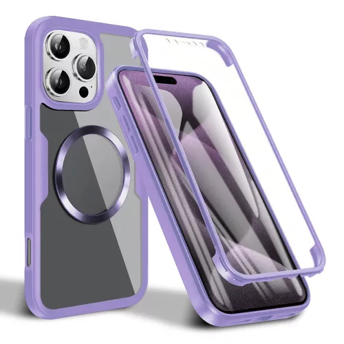 Techsuit - ColorVerse 360 MagSafe tok kijelzővédővel - iPhone 16 Pro - Lila