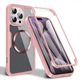   Techsuit - ColorVerse 360 MagSafe tok kijelzővédővel - iPhone 16 Pro Max - Rózsaszín