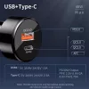 Techsuit - Car Charger Premium (TE-P31) - USB QC3.0 18W, Type-C PD30W, Total 48W, LED Light - Black