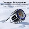 Techsuit - Car Charger Premium (TE-022) - USB-A QC5.0 30W, USB-C PD30W, Total 60W, LED Light - Black