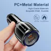 Techsuit - Car Charger Premium (TE-022) - USB-A QC5.0 30W, USB-C PD30W, Total 60W, LED Light - Black