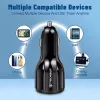 Techsuit - Car Charger Premium (TE-022) - USB-A QC5.0 30W, USB-C PD30W, Total 60W, LED Light - Black
