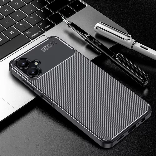 Techsuit - CarbonFiber szilikon tok - Samsung Galaxy A06 4G - Fekete